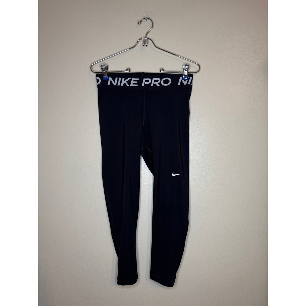 Nike Pro Dri-FIT Womens Black Mesh Panel Athletic Leggings Tights